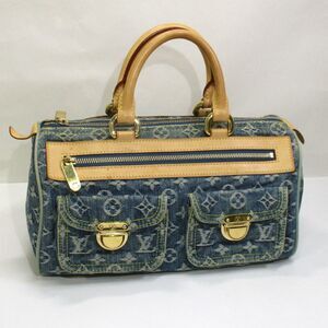 Louis Vuitton Neo Speedy Handbag Mini Boston Bag Monogram Denim Blue